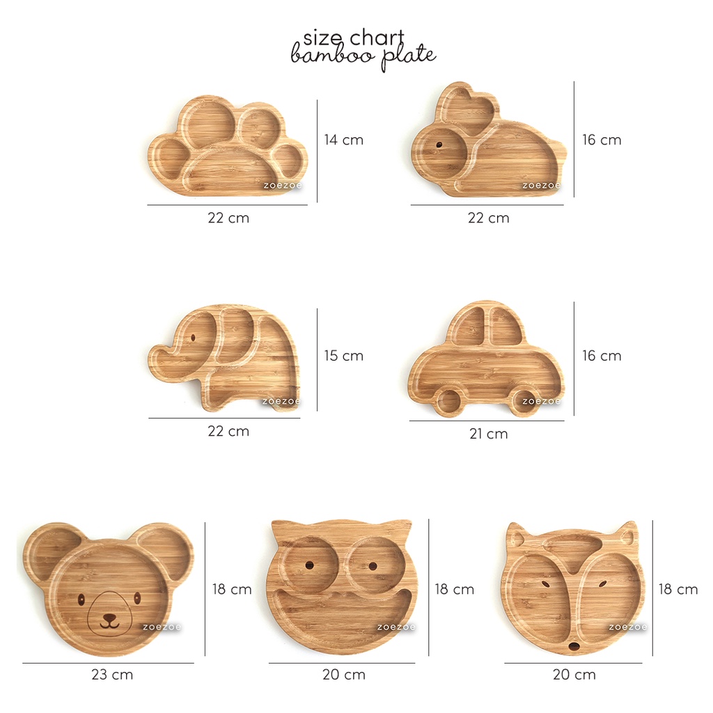 ZOEZOE Bamboo Suction Plate Spoon Set Piring Sendok Makan Anak Bayi Bambu Silikon bukan Eco Rascals