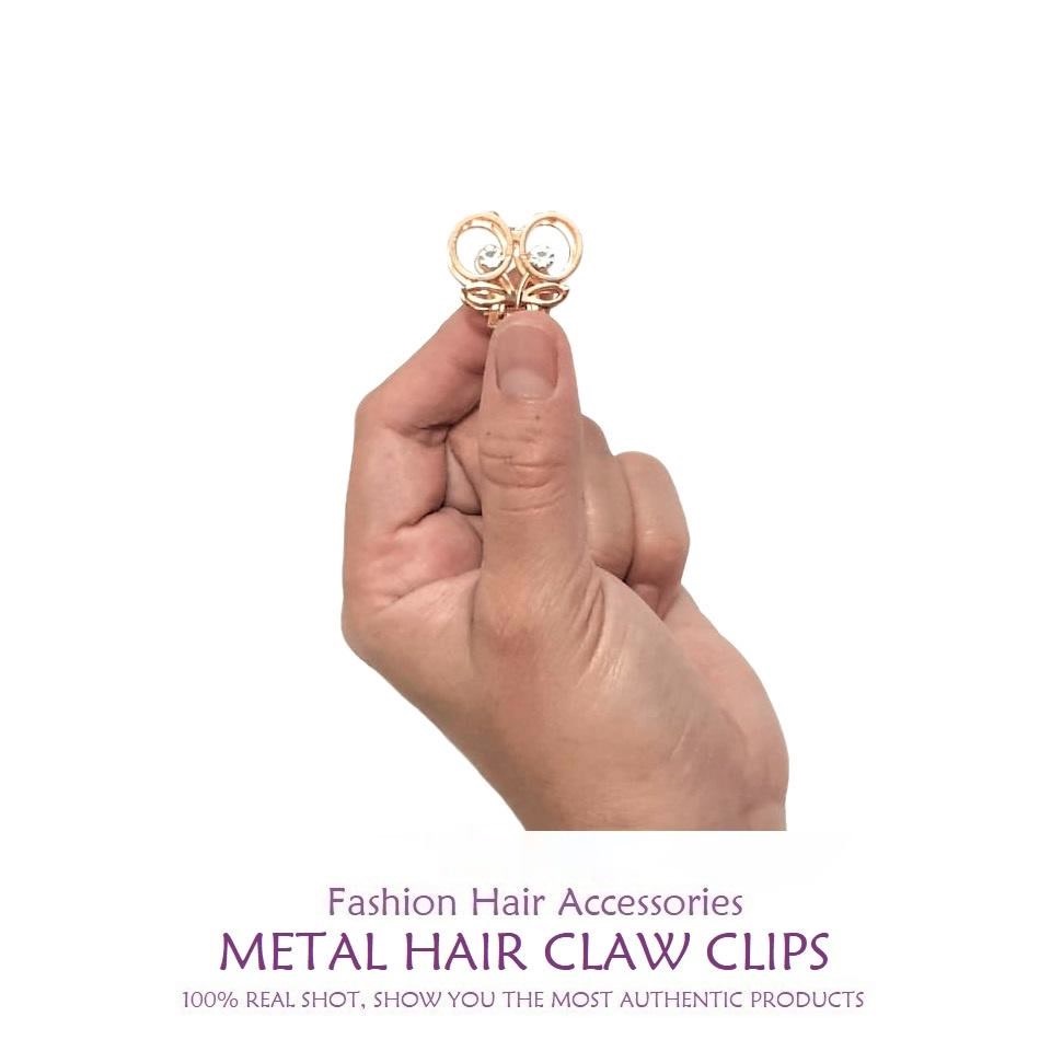 Jepit Jepitan Cepit Japit Rambut Korea Elegan Bahan Alloy dengan Permata Jedai Poni Logam 2.8cm Anak Dewasa Perempuan Unik