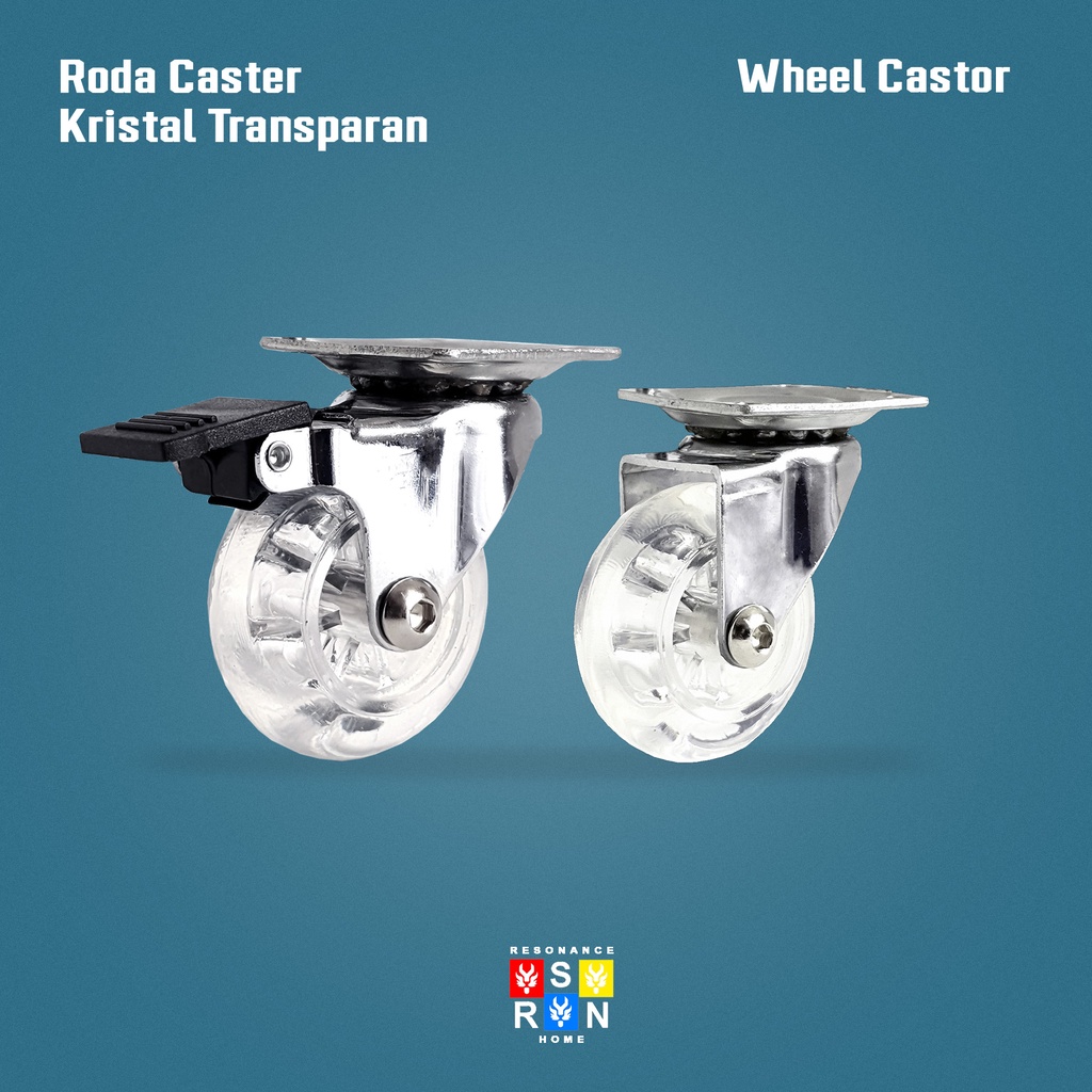 Roda Kastor Kristal Transparan 2 Inch / Caster Etalase Troli Resonance Home