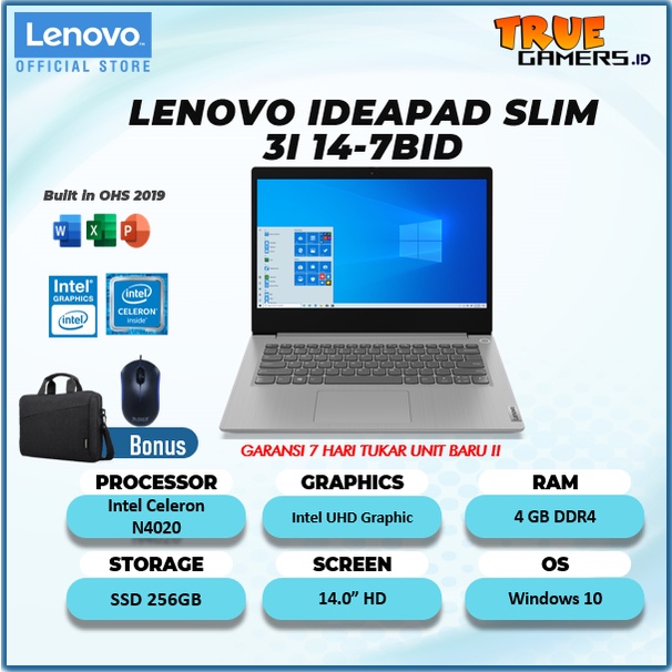 Lenovo Ideapad Slim 3i 14IGL N4020 4GB 512ssd W10 free office 2019 14.0 FHD-1