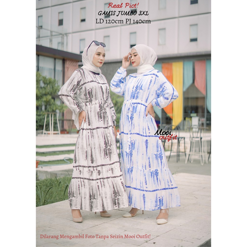 Gamis Jumbo Xxxl Ld 120 Bahan Katun Rayon Adem Murah - Midi Dress Jumbo Murah Kekinian - Gamis Lebaran Jumbo Model Terbaru Kekinian Viral Tiktok