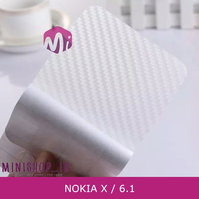 NOKIA X6 / NOKIA 6.1 PLUS SKIN CARBON BACKSCREEN PROTECTOR ANTI GORES HP