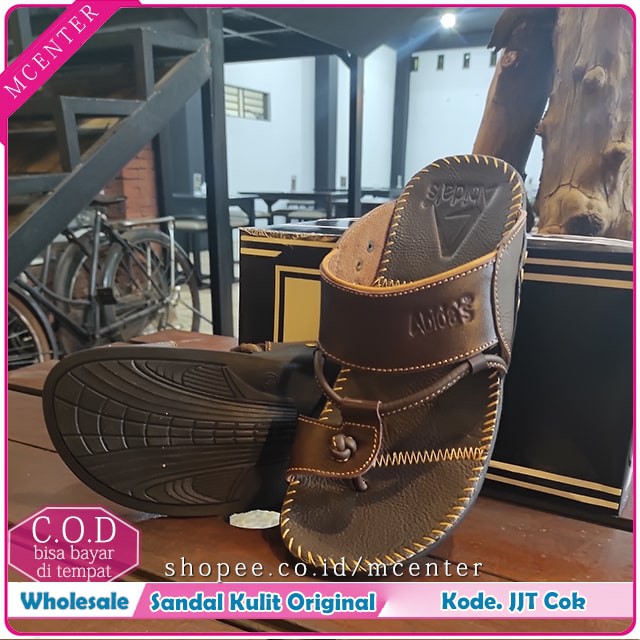 Sandal Kulit Pria Asli Varian Jepit Kode JJT Ready 6 Size 2 Pilihan Warna Original Abida's