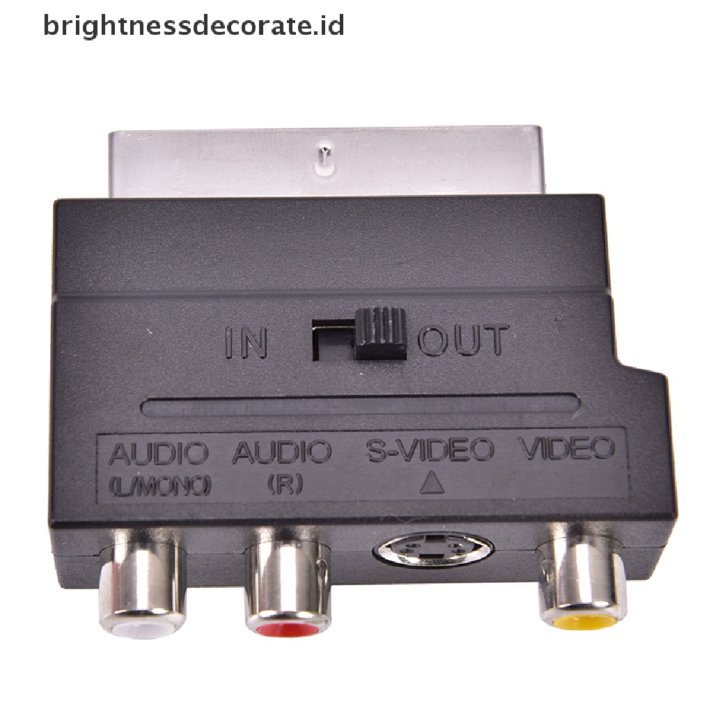 Adapter Scart Av Block Ke 3 Rca Phono Composite S-Video Dengan Switch In / Out Warna Emas