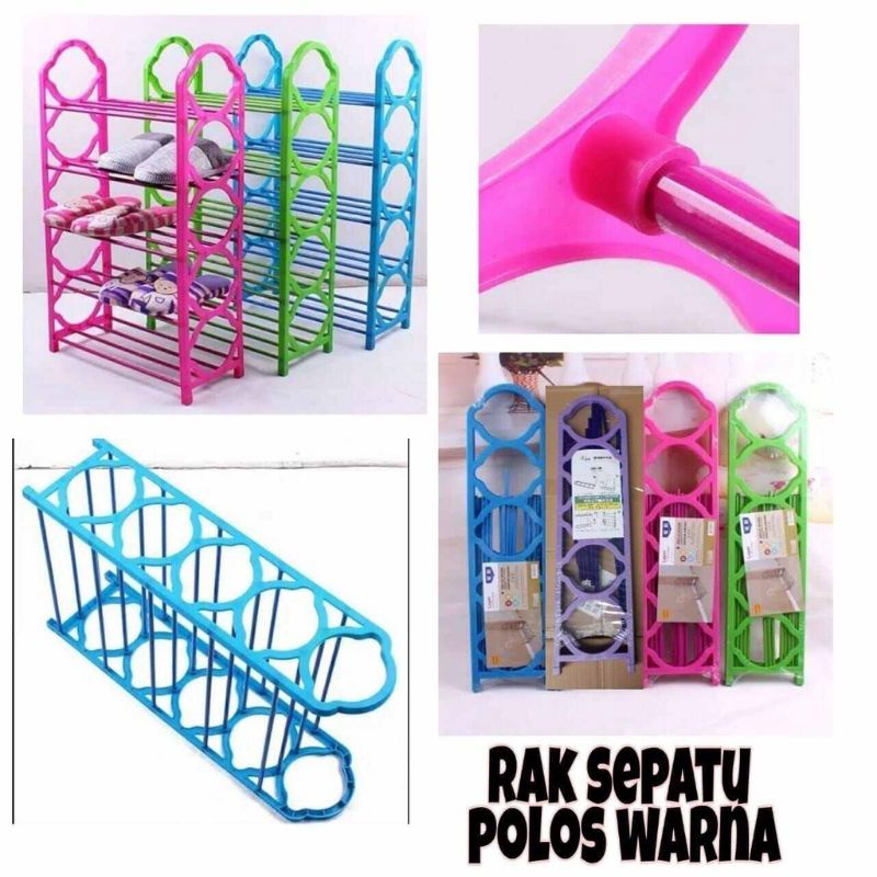 RAK SEPATU SANDAL PLASTIK BESI 4 SUSUN