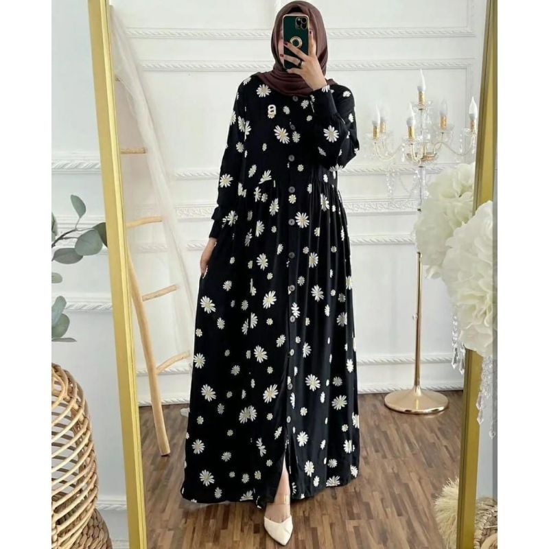 GAMIS MAXI DRESS RAYON PREMIUM LD 100 - 110 HOMEYDRESS BUSUI BAJU GAMIS SERAGAM MOTIF TERBARU V.2-PUSPA HTM DRESS