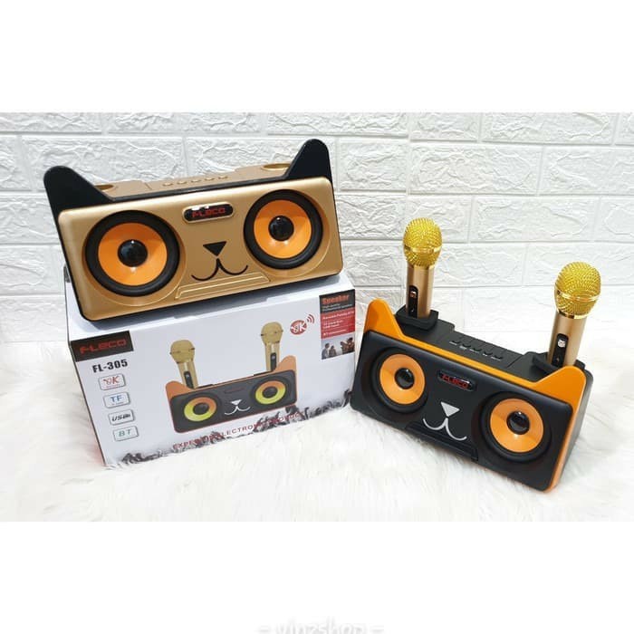 NEW PRODUCT!!! Speaker Karaoke 2 Microphone Wearless Bluetooth FL-305 Suara Super Bass dan berkualitas