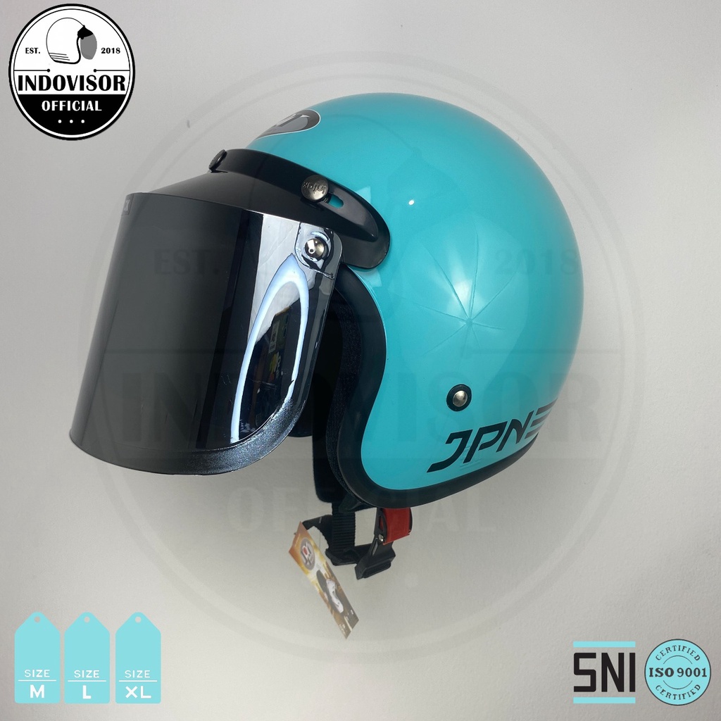 Helm JPN Sky blue Gloss Kaca Flat Datar