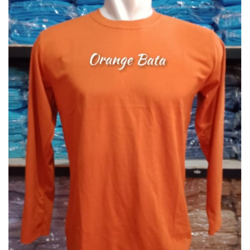 Kaos Polos Orange Bata Lengan Panjang 30s Cotton Combed