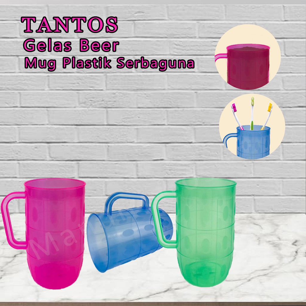 Mug dengan Pegangan*Gelas Beer(M)*Tantos Plastik Tebal &amp; Tahan Lama*5186G*5186GT