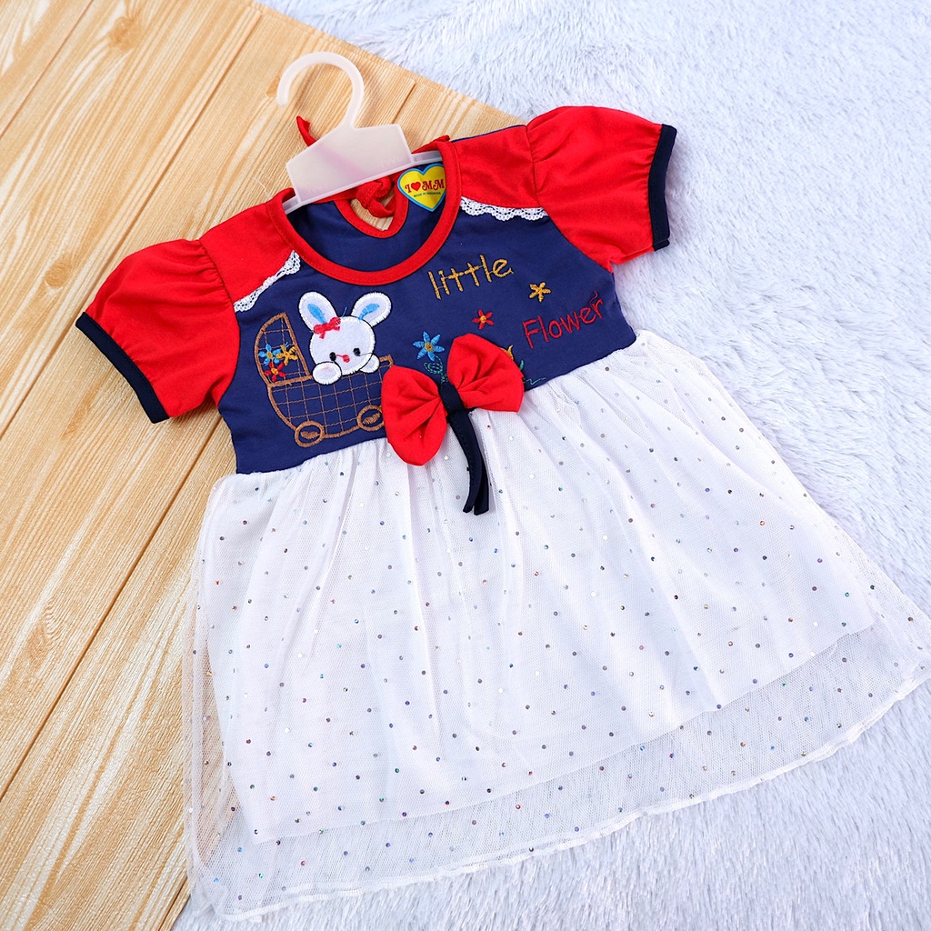 Stelan 6-12 Bulan Dress Tile & Celana Dalam Anak Bayi Perempuan. Setelan Pakaian Baju Baby Cewek 1 Tahun-5