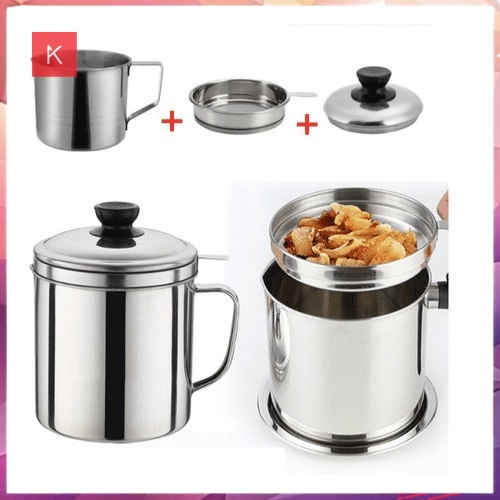 ANG OIL POT 1.3Liter / WADAH SARINGAN MINYAK STAINLESS STEEL 1300ml / TEMPAT SARINGAN MINYAK GORENG