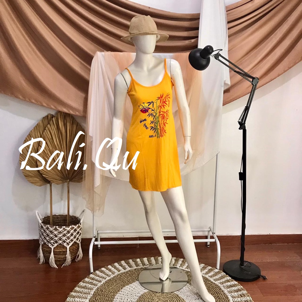 Daster  Tali Satu Sablon Bambu Bali-KUNING