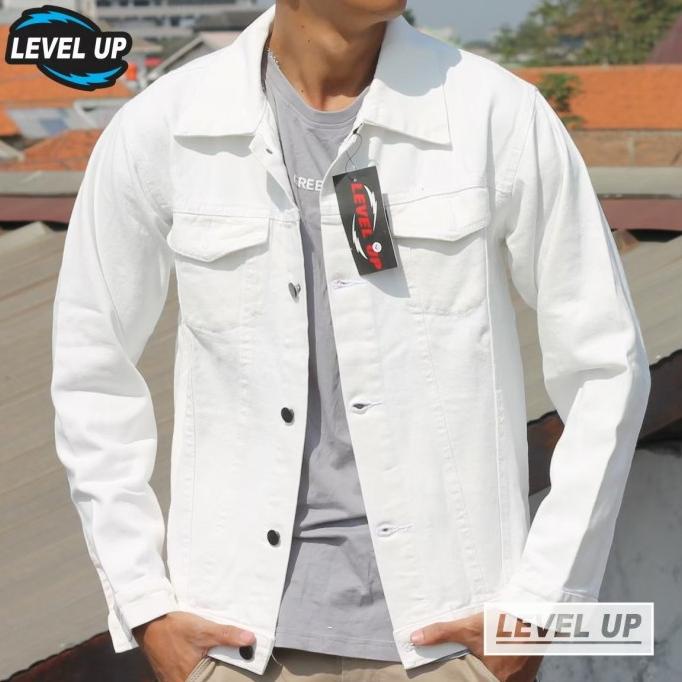 jaket jeans pria jacket denim pria warna putih