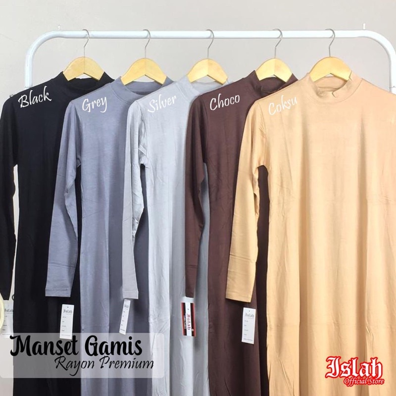 Manset gamis wanita, turtle neck rayon premium, ukuran standar &amp; jumbo