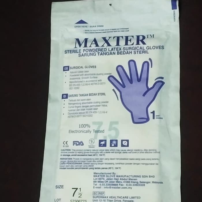 MAXTER SARUNG TANGAN SURGICAL UK 7.5