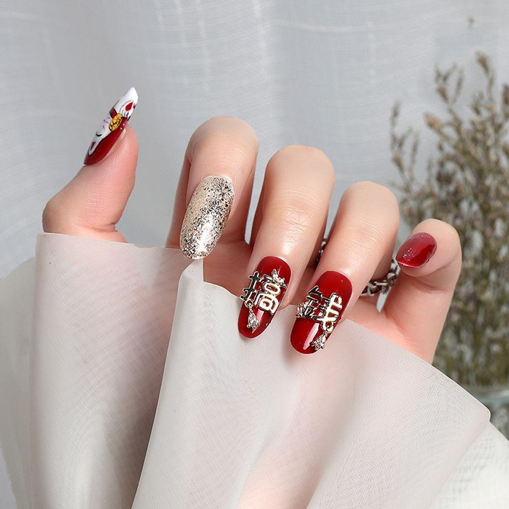 AUGUSTINA Pesona Nail Art Agustina Tahun Baru Kaya Huruf Uang Emas Tahun|Dekorasi Nail Art DIY Gaya China