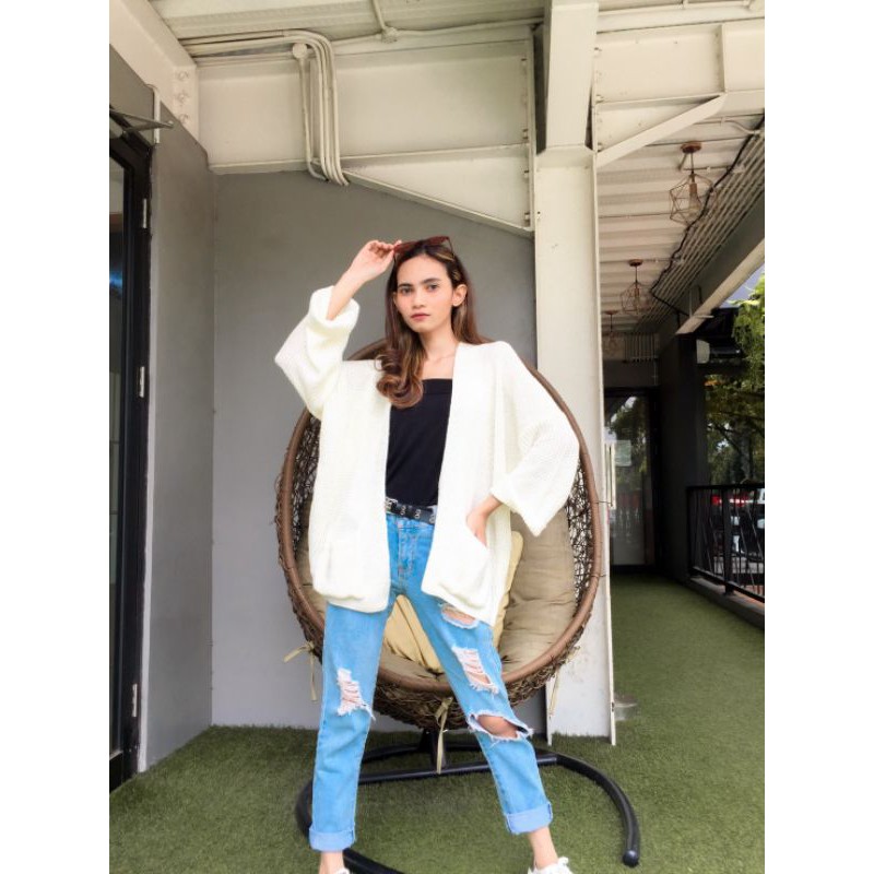 Cardigan rajut kantong
