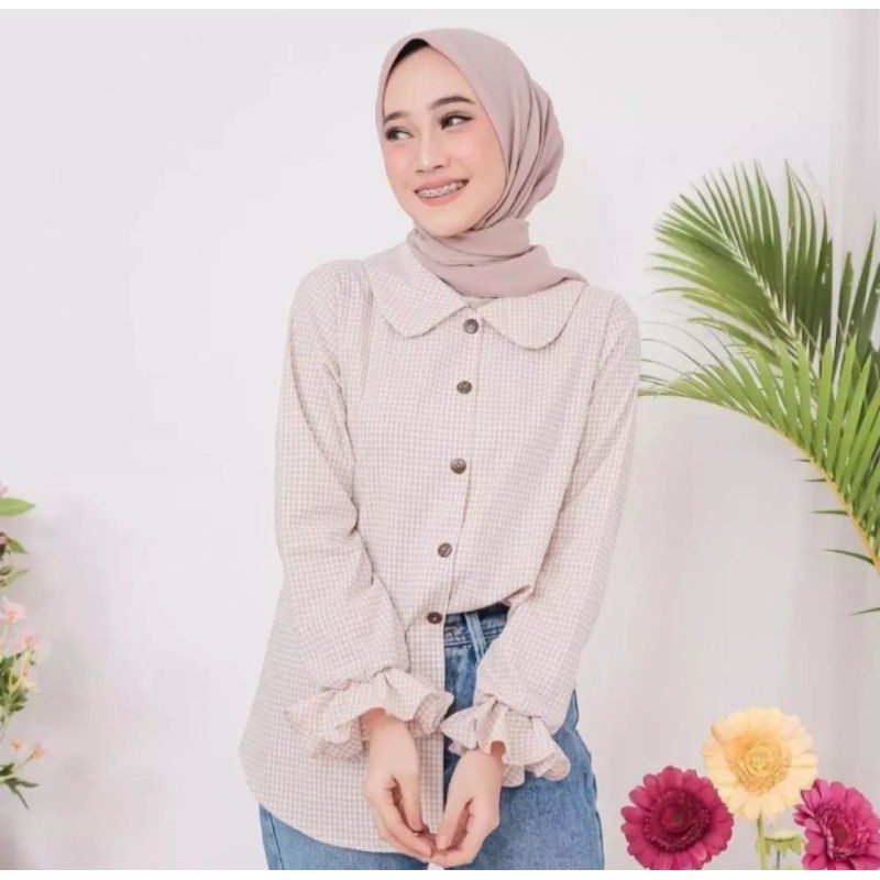 RIANA BLOUSE / atasan terbaru / kotak kotak / all size