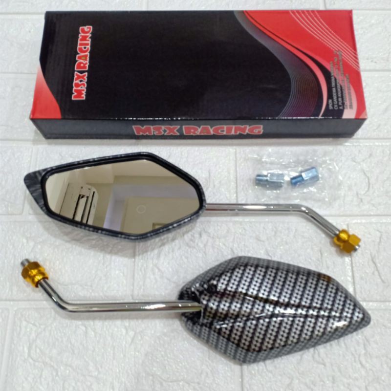 Kaca Spion Karbon Tangkai Chrome Panjang Model Jupiter MX Import