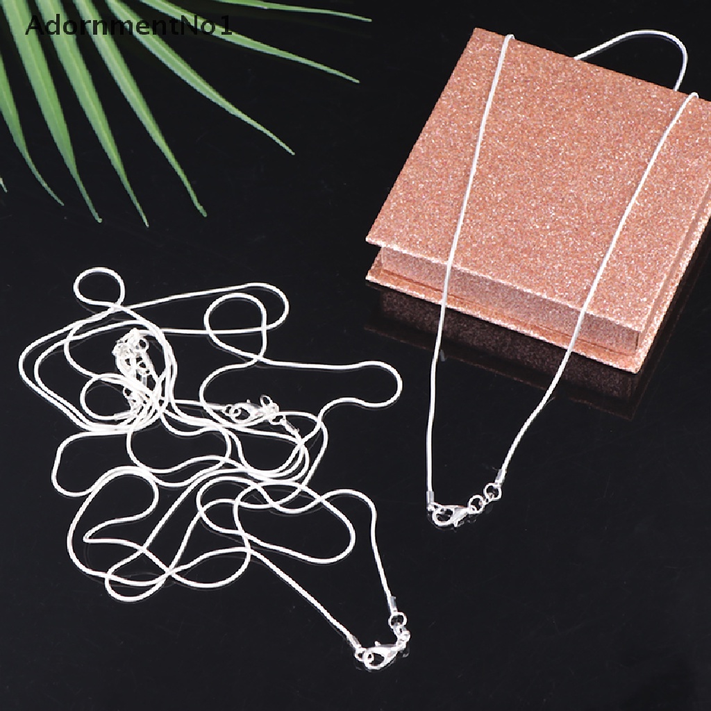 (AdornmentNo1) 5pcs Kalung Rantai Ular Lapis Silver 1MM 45-70CM Untuk Wanita