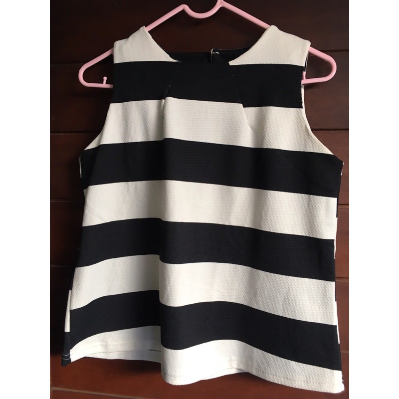 Striped Monochrome Top by Caroline Kosasih (preloved)