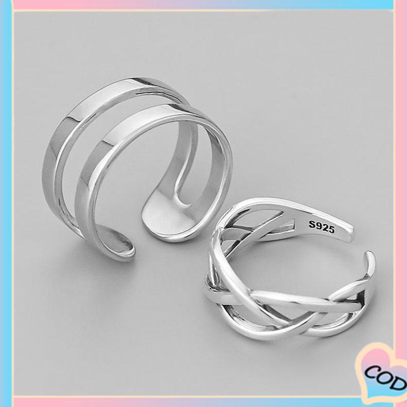 COD❤️ 3pcs Cincin Jari Telunjuk Model Terbuka Dapat Disesuaikan Tidak Pudar Untuk Unisex-A.one