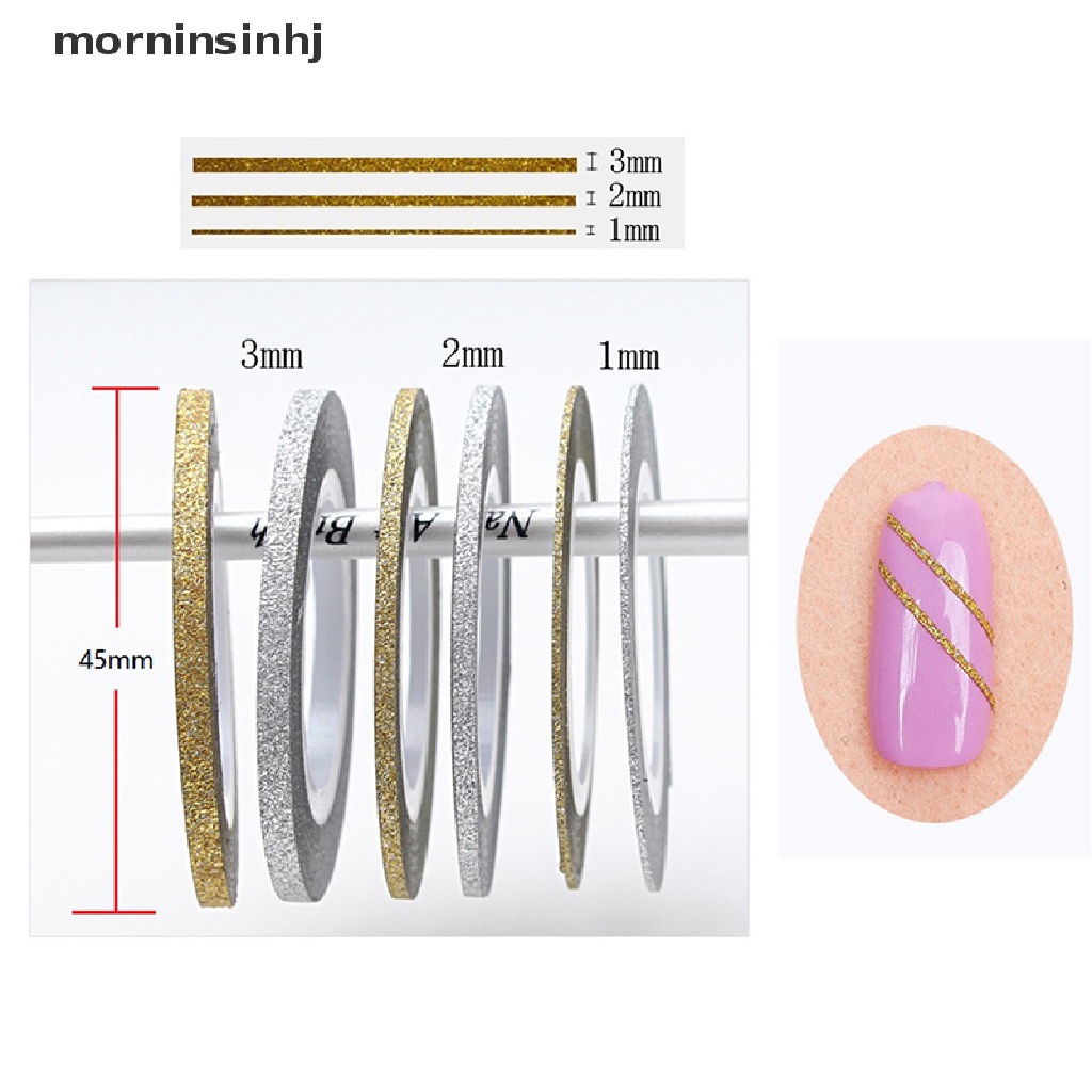 Mornin 14 Rol / Set Stiker Tape Garis 1 / 2 / 3mm Untuk Dekorasi Nail Art Diy