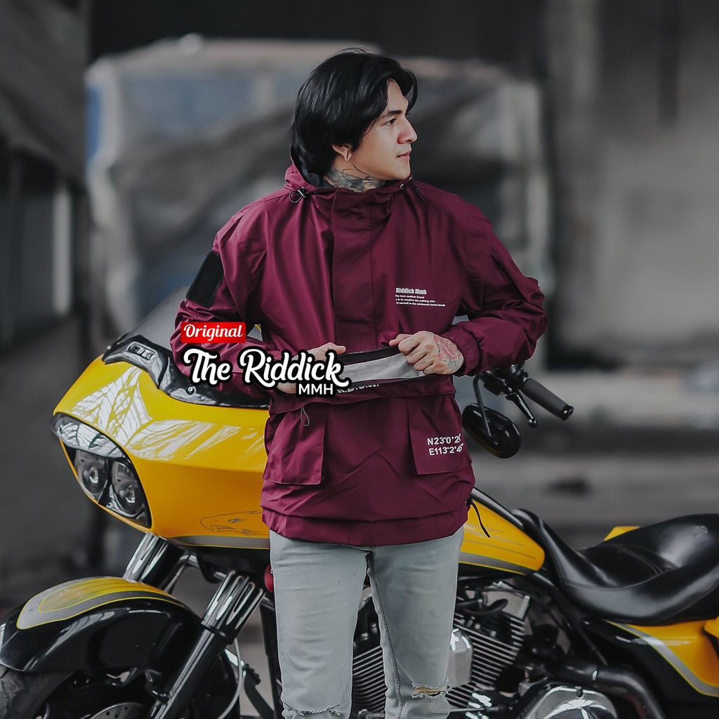 Jaket Parasut Pria Semi Waterproof Jaket Windberaker Harajuku Style