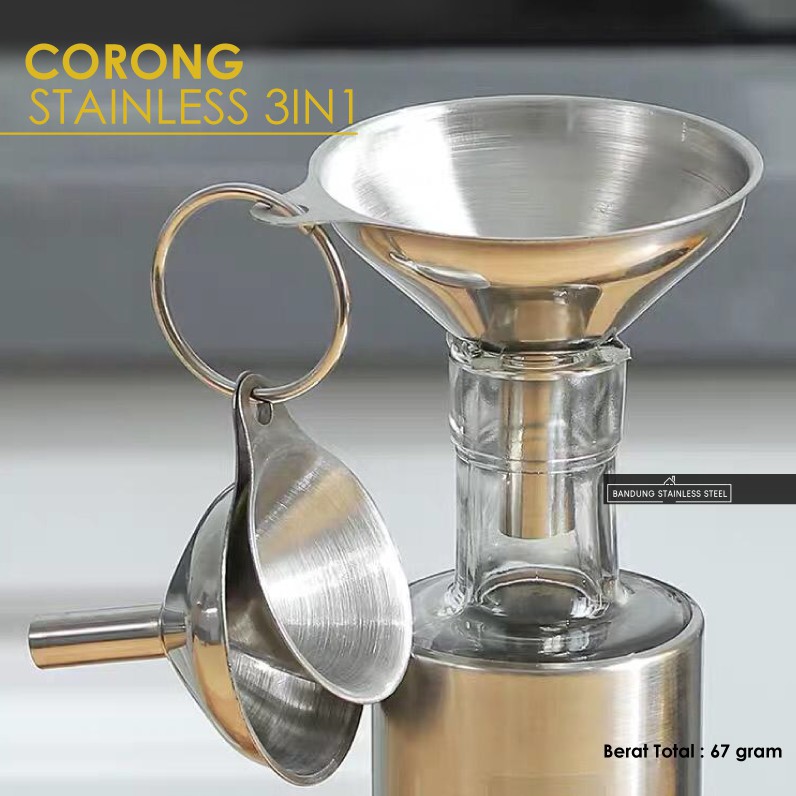 Corong Stainless Mini SET 3in1 serbaguna tuang minyak garam kecap pipa bentuk hati