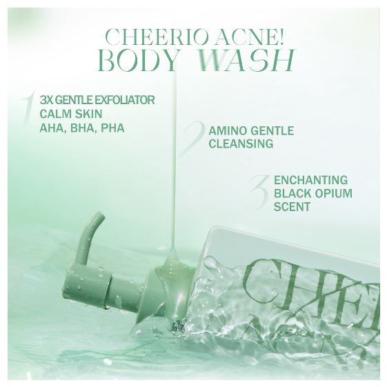BNB Barenbliss Cheerio Acne! Black Opium Calming Body Wash - Sabun Mandi Cair untuk Mencegah Acne with AHA BHA/BPOM/ACNE WASH/
