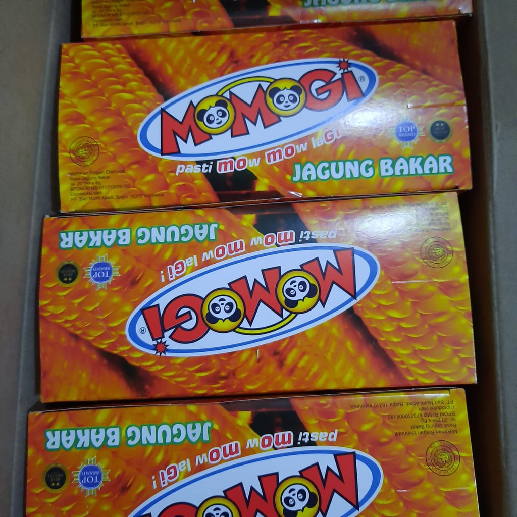 

Snack Ciki Momogi Jagung bakar/Coklat/Keju (1 box isi 6gr x 20 Pc)