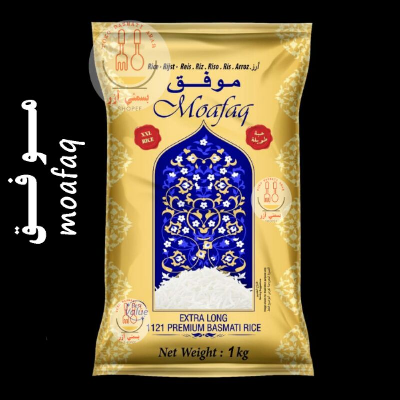 

beras basmati moafaq arab asli 1kg repack dri kemasan 5kg