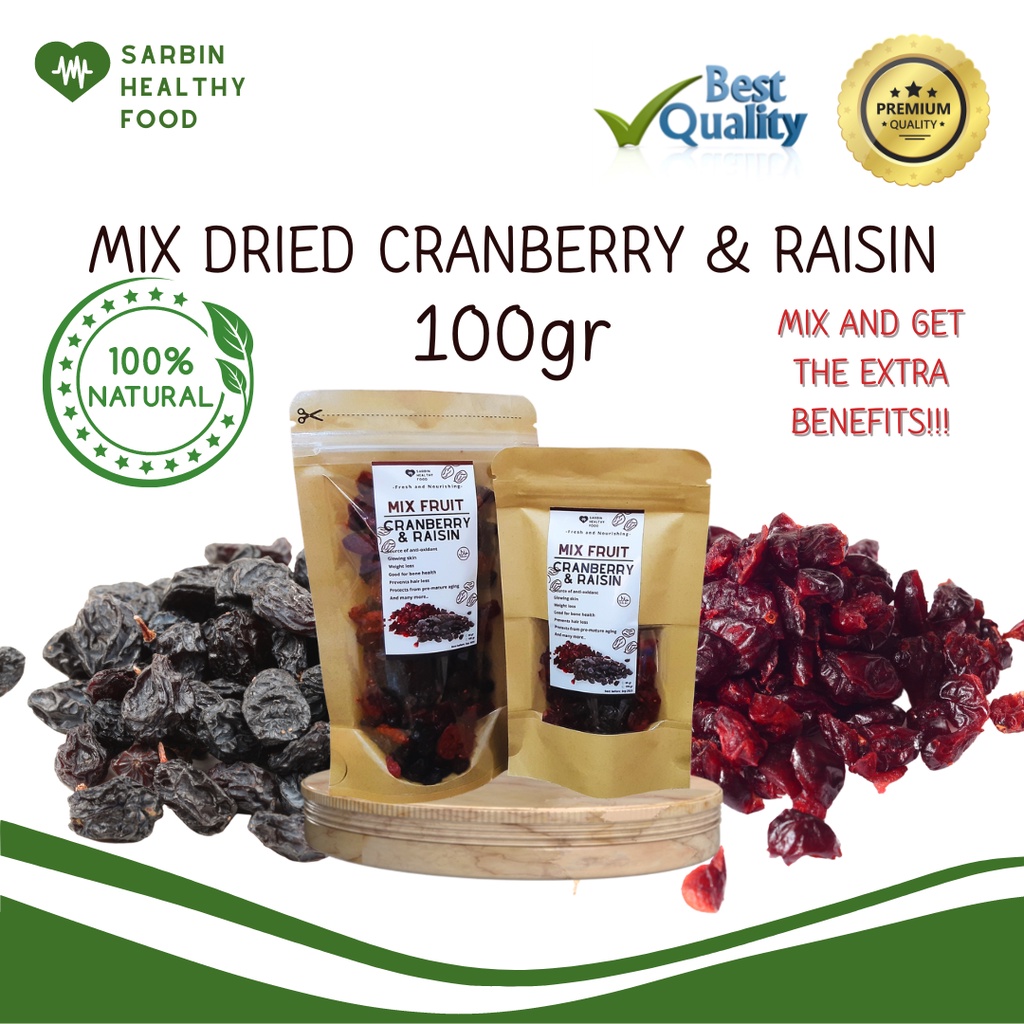 

MIX FRUIT CRANBERRY & RAISIN | KRANBERI KERING KISMIS PREMIUM ORGANIK 100 GRAM