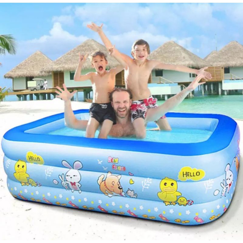 KOLAM BERMAIN MANDI KARET RENANG ANAK ANAK JUMBO BESAR KOTAK TIUP MURAH BANGET TERLARIS AIR POOL