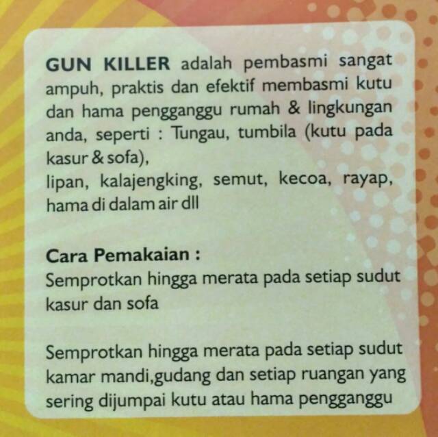 GUN KILLER Pembasmi kutu kasur pembasmi kutu busuk obat kutu kasur kecoa semut