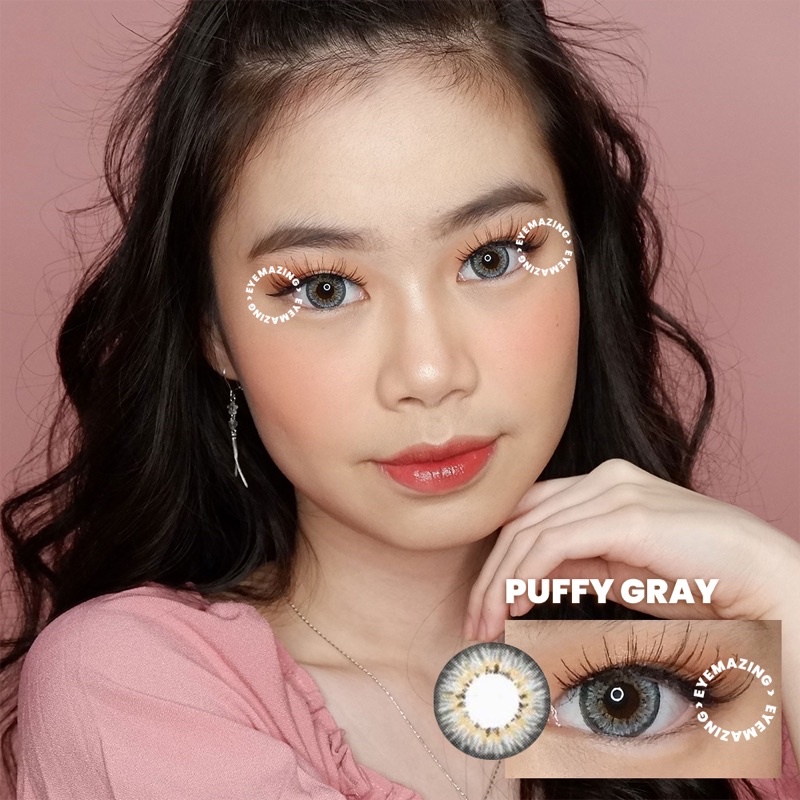 Softlens Puffy 3 Tones Gray / Brown / Blue / Abu / Coklat / Biru Normal Minus Beda Minus