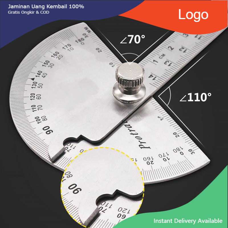 Jual Protractor Penggaris Jangka Ruler Aluminium 14.5cm 180 Degree