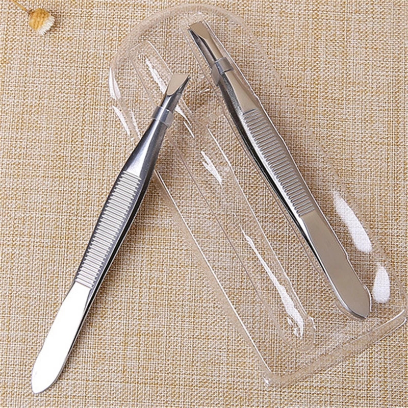 2pcs / Set Pinset Pencabut Alis Profesional Bahan Stainless Steel