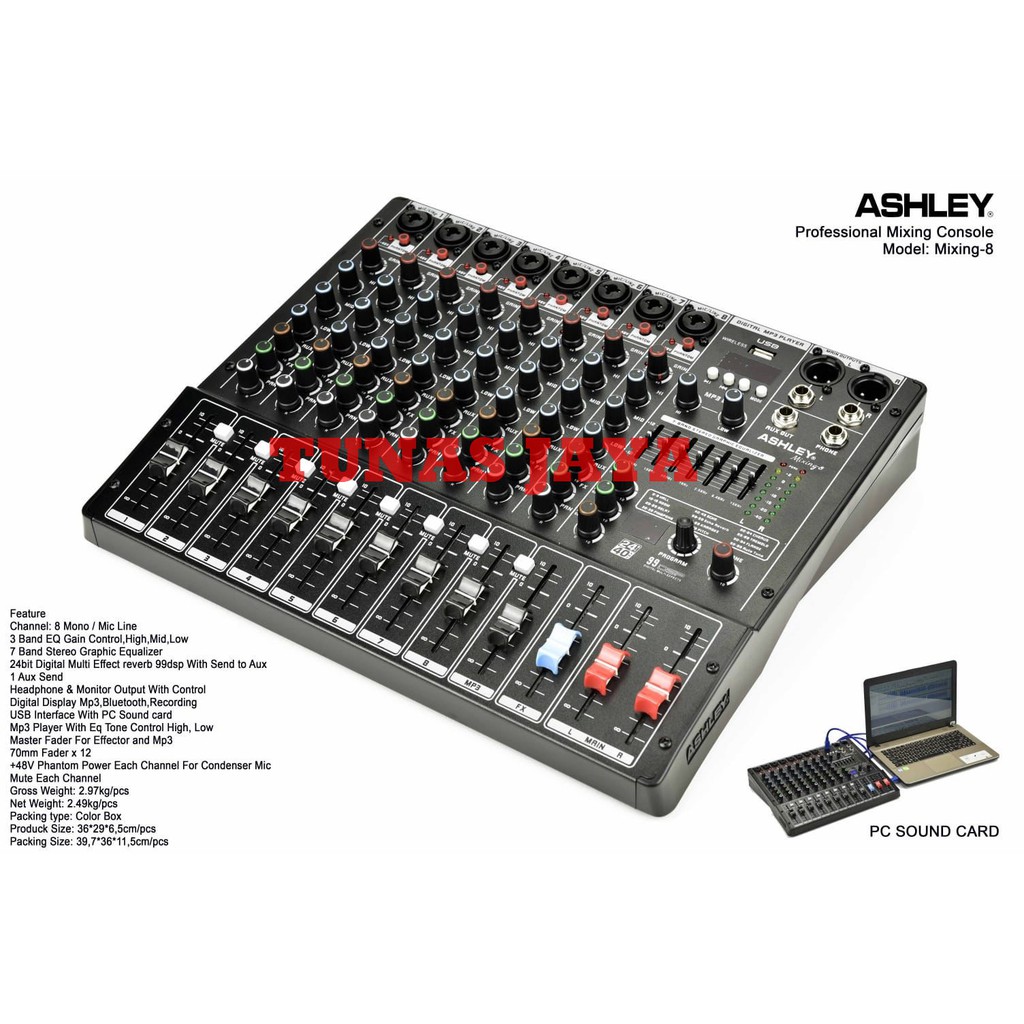 Mixer Ashley Mixing 8 Original 8 Channel USB Interface Mixing8