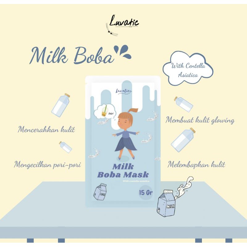 [DIST. RESMI] MASKER BOBA LUVATIC VARIAN MILK BOBA