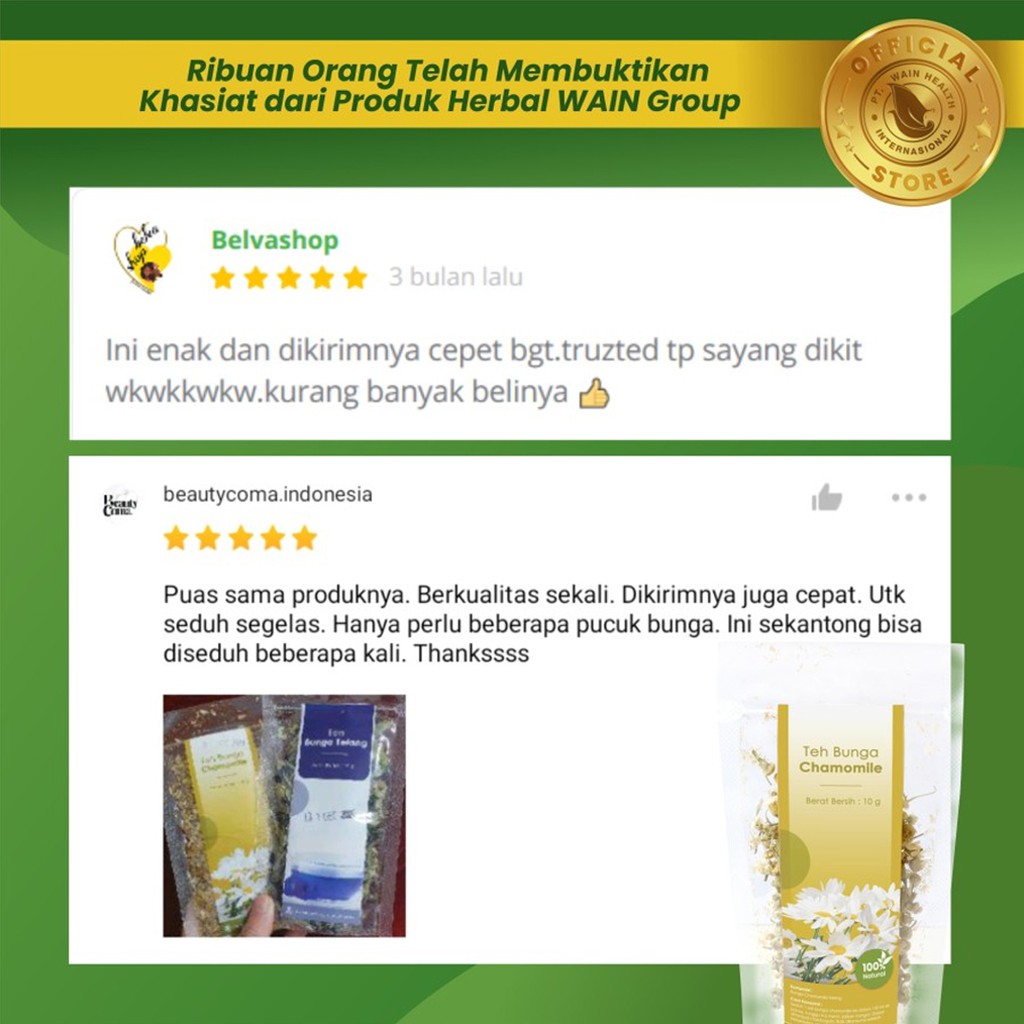 [PAKET SEHAT] - Teh Bunga Chamomile &amp; Bunga Telang Minuman Sehat Relaksasi Mengatasi Sulit Tidur Insomnia Original