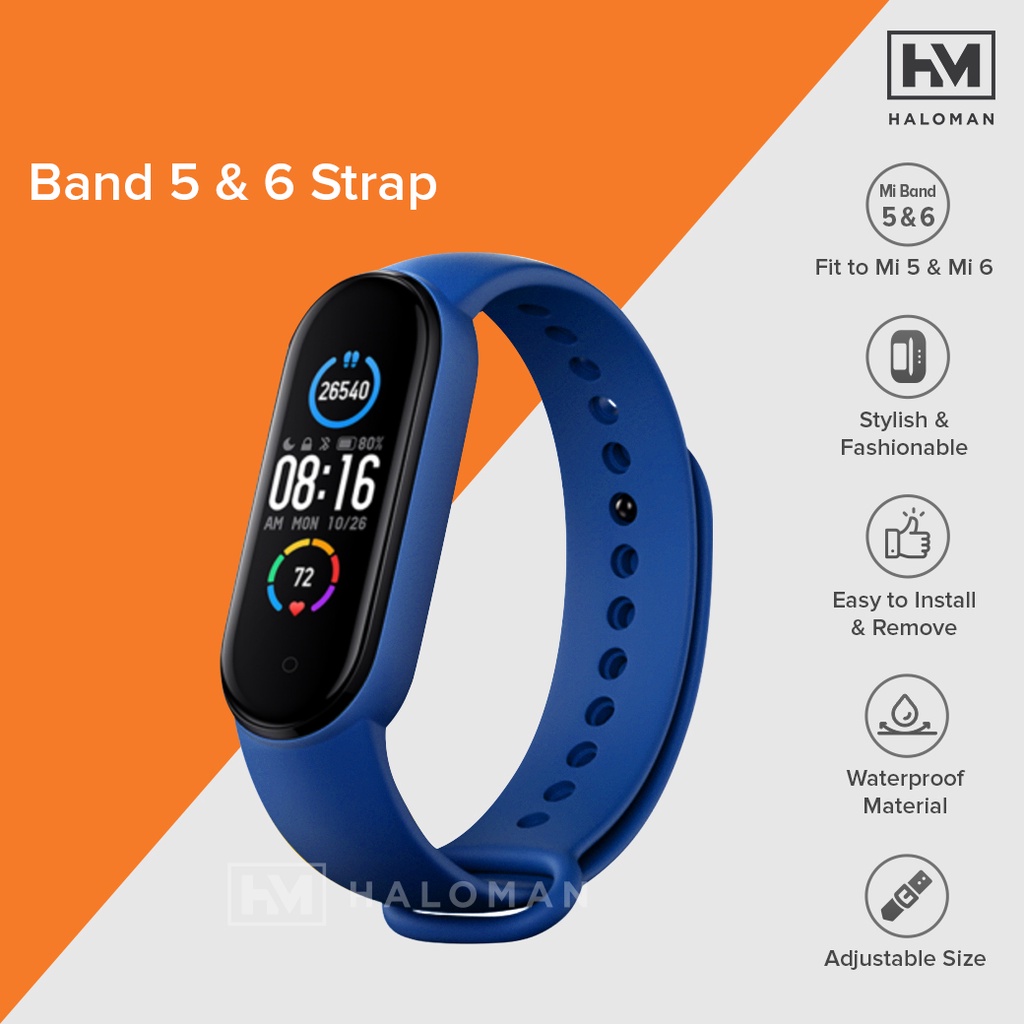 Silicone Strap Mi Band 5 & Mi Band 6 - Strap Miband 5 & Miband 6 Replacement-Sea Blue