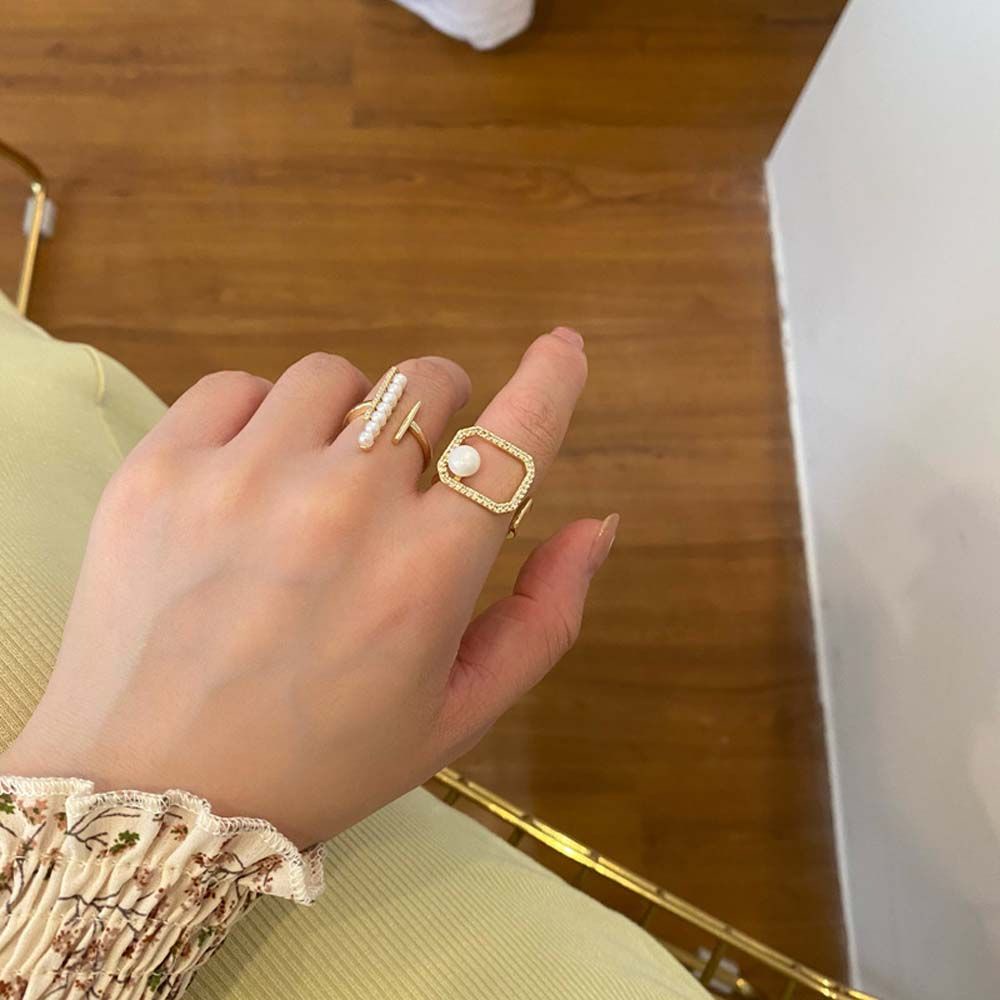 Needway  Luxury Finger Rings Women Girls Party Jewelry Open Ring Lovers Elegant Geometric Gifts Adjustable Romantic Metal Rings