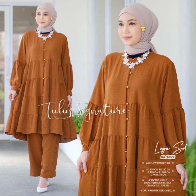 LEGA SET BY TULUS SIGNATURE (ONE SET WANITA) Setelan muslimah polos modern rekomended