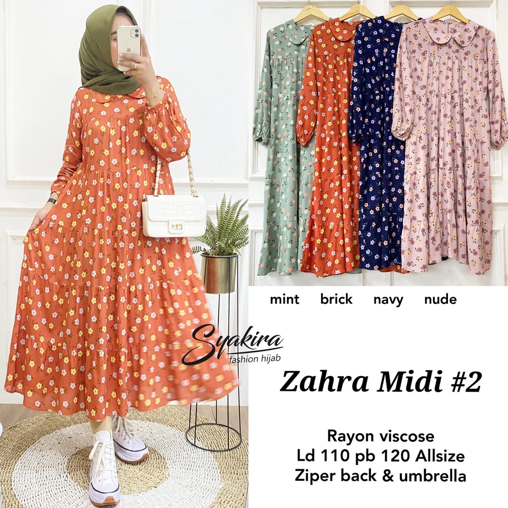 Zahra Midi #2/Dress/Gamis/Baju Muslim/Pakaian Muslim/Baju Wanita