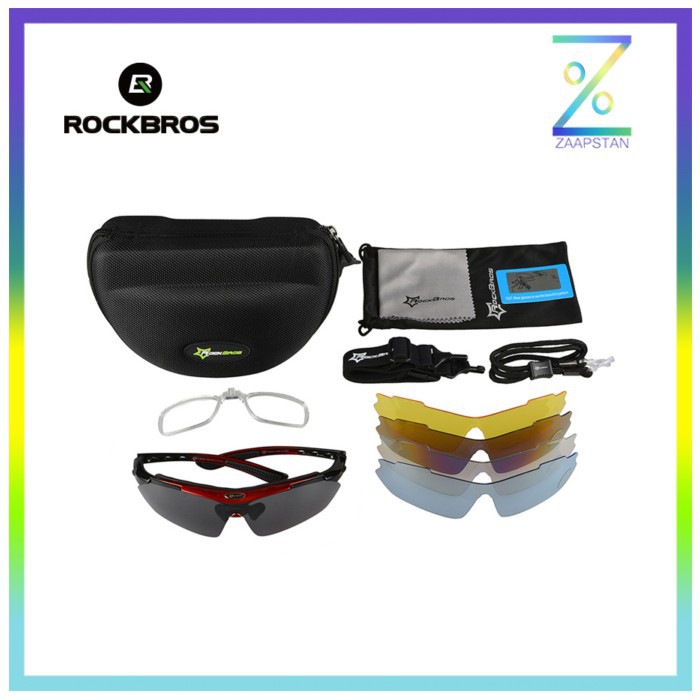 Rockbros Kacamata Sepeda Polarized dengan 5 Lensa Myopia - 0089 - Blac