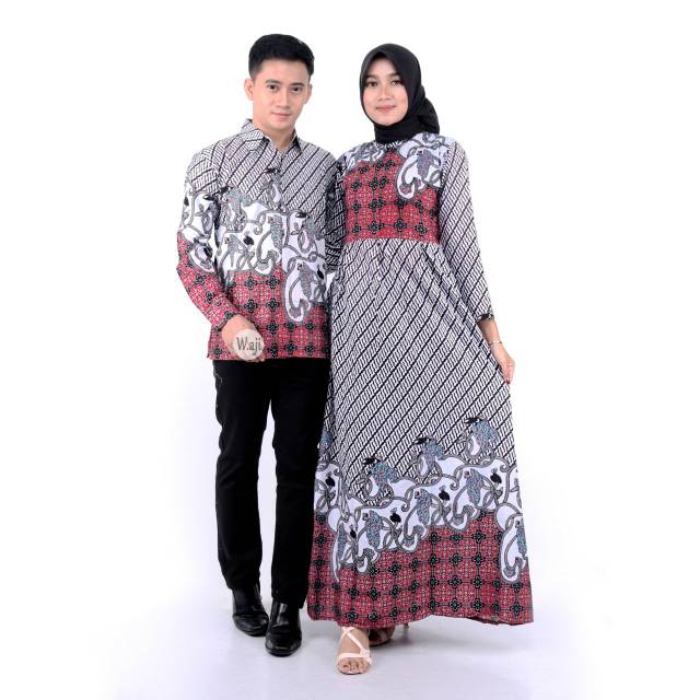 Saroja (075) Couple Keluarga Batik Gamis Batik Katun Premium Motif Morena