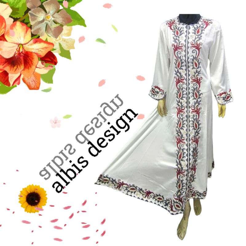 Gamis Payung Albis Bordir Stik