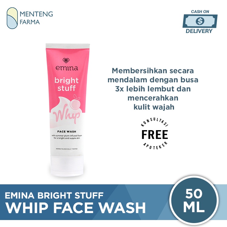 Emina Bright Stuff Whip Face Wash 50 mL - Pembersih Wajah Dengan Busa 3x Lipat